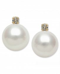 Belle de Mer 14k Gold Earrings, Cultured Freshwater Pearl (7mm) and Diamond Accent Stud Earrings