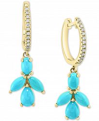 Effy Turquoise Cluster & Diamond (1/10 ct. t. w. ) Dangle Drop Earrings in 14k Gold