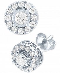 Forever Grown Diamonds Lab Grown Diamond Cluster Stud Earrings (1/2 ct. t. w. ) in Sterling Silver