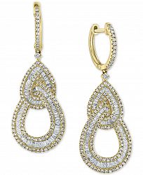 Effy Diamond Baguette Interlocking Teardrop Drop Earrings (1-5/8 ct. t. w. ) in 14k Gold