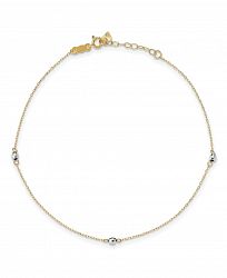 Reflective Beaded (3 mm) Anklet in 14k Yellow and White Gold