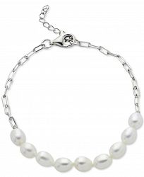 Cultured Freshwater Pearl (5-6mm) Paperclip Link Bracelet in Sterling Silver