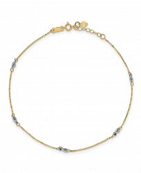 Cable and Rope Chain Anklet in 14k Yellow and White Gold