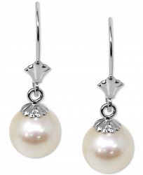Cultured Freshwater Pearl (9 mm) Lever Back Drop Earrings in 10k White Gold
