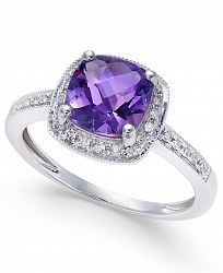 Amethyst (1-1/5 ct. t. w. ) and Diamond (1/10 ct. t. w. ) Ring in 14k White Gold