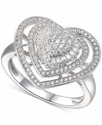 Cubic Zirconia Heart Cluster Halo Ring in Sterling Silver