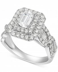 Diamond Emerald-Cut Double Halo Engagement Ring (2 ct. t. w. ) in 14k White Gold