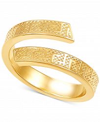 Italian Gold Greek Key Bypass Statement Ring in 10k Gold