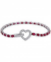 Ruby (5-5/8 ct. t. w. ) & Diamond (3/4 ct. t. w. ) Heart Link Bracelet in 18k White Gold