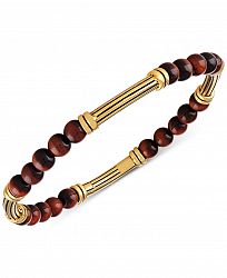 Esquire Men's Jewelry Onyx Bead Bracelet in 14k Gold-Plated Sterling Silver, Created for Macy's