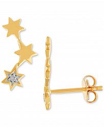 Diamond Accent Star Ear Climbers in 14k Gold