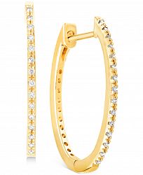 Diamond Small Skinny Hoop Earrings (1/10 ct. t. w. ) in 10k Gold, 0.75"