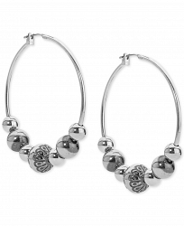 American West Decorative Bead Hoop Earrings in Sterling Silver