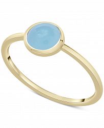 Blue Chalcedony Bezel Ring in 14k Gold-Plated Sterling Silver