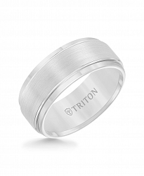 Triton Men's White Tungsten Carbide Ring, Comfort Fit Wedding Band (9mm)