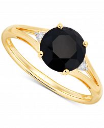 Onyx & Diamond Accent Ring in 14K Yellow Gold