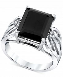 Onyx & Diamond Accent Openwork Statement Ring in Sterling Silver