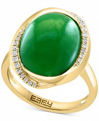 Effy Jade & Diamond (1/8 ct. t. w. ) Ring in 14k Gold