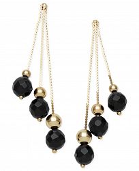 14k Gold Earrings, Faceted Onyx 3-Drop Earrings (9 ct. t. w. )