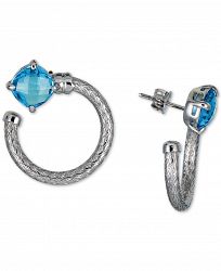 Sky Blue Topaz Spiral Hoop Earrings (5 ct. t. w. ) in Sterling Silver