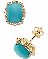 Effy Turquoise (10x8mm) & Diamond (1/4 ct. t. w. ) Stud Earrings in 14k Gold