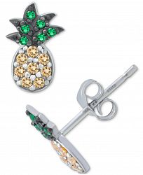Giani Bernini Cubic Zirconia Pineapple Stud Earrings in Sterling Silver, Created for Macy's