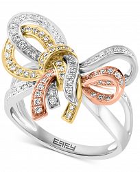 Effy Diamond Bow Ring (3/8 ct. t. w. ) in 14k Tricolor Gold