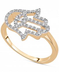 Wrapped Diamond Hamsa Hand Ring (1/6 ct. t. w. ) in 14k Gold, Created for Macy's