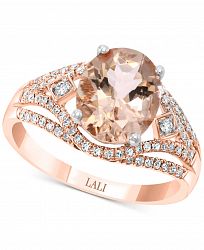 Lali Jewels Morganite (2-3/4 ct. t. w. ) & Diamond (1/4 ct. t. w. ) Ring in 14k Rose Gold & White Gold