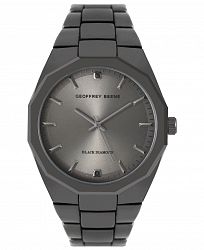 Geoffrey Beene Faceted Bezel Genuine Black Diamond Dial Bracelet Watch
