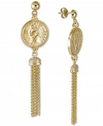 Diamond Coin Tassel Drop Earrings (1/6 ct. t. w. ) in 14k Gold-Plated Sterling Silver