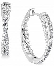 Effy Diamond Crossover Hoop Earrings (1/4 ct. t. w. ) in 14k White Gold