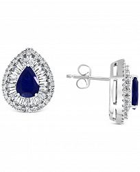 Effy Sapphire (1-3/8 ct. t. w. ) & Diamond (5/8 ct. t. w. ) Halo Stud Earrings in 14k White Gold