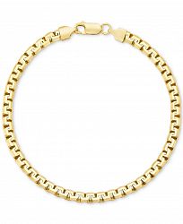 Men's Square Box Link Chain Bracelet in 14k Gold-Plated Sterling Silver
