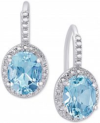 Blue Topaz (6-3/8 ct. t. w. ) and Diamond Accent Drop Earrings in Sterling Silver