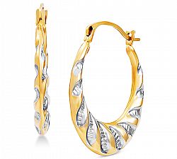 Small Two-Tone Hoop Earrings in 14k Gold & Rhodium-Plate
