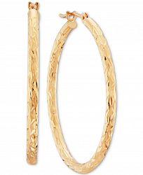 Round Tube Hoop Earrings in 10k Gold, 1 1/5 inch