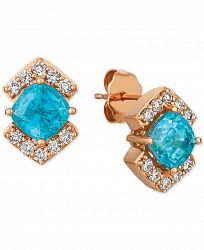 Le Vian Blue Zircon (2-3/8 ct. t. w. ) and Light Brown Diamond (1/3 ct. t. w. ) Stud Earrings in 14k Rose Gold