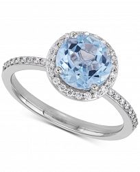 Aquamarine (1-3/4 ct. t. w. ) & Diamond (1/4 ct. t. w. ) Halo Ring in 14k White Gold