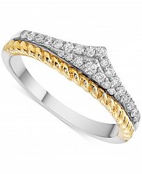 Diamond Chevron Ring (1/4 ct. t. w. ) in 10k Gold & Sterling Silver