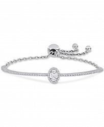 Lab-Created Moissanite Oval Halo Bolo Bracelet (3/4 ct. t. w. ) in Sterling Silver