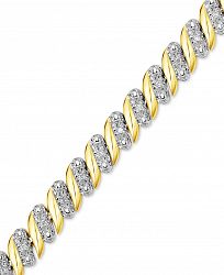 Diamond (1/4 ct. t. w. ) Zig Zag Bracelet in 14k Gold-Plated Sterling Silver