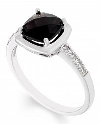 Black Onyx (7 mm) Diamond Accent Ring Set in 14k White Gold