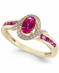 Sapphire (5/8 ct. t. w. ) & Diamond (1/10 ct. t. w. ) Ring in 14k Gold (Also in Emerald & Ruby)