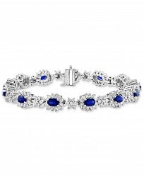 Effy Sapphire (4 ct. t. w. ) & Diamond (2-3/8 ct. t. w. ) Oval Halo Link Bracelet in 14k White Gold
