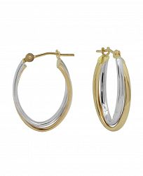 Two-Tone Hoop Earrings in 18k Yellow and white gold 7/16"
