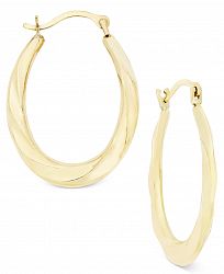 Oval Swirl Hoop Earrings in 10k Gold