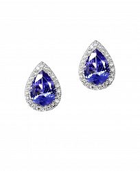 Tanzanite (1-1/3 ct. tw. ) & Diamond (1/8 ct. tw. ) Pear Stud Earrings in 14k White Gold