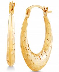Disco-Cut Oval Hoop Earrings in 14k Gold