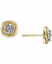 Diamond Cluster Knot Stud Earrings (1/8 ct. t. w. ) in 10k Gold & White Gold